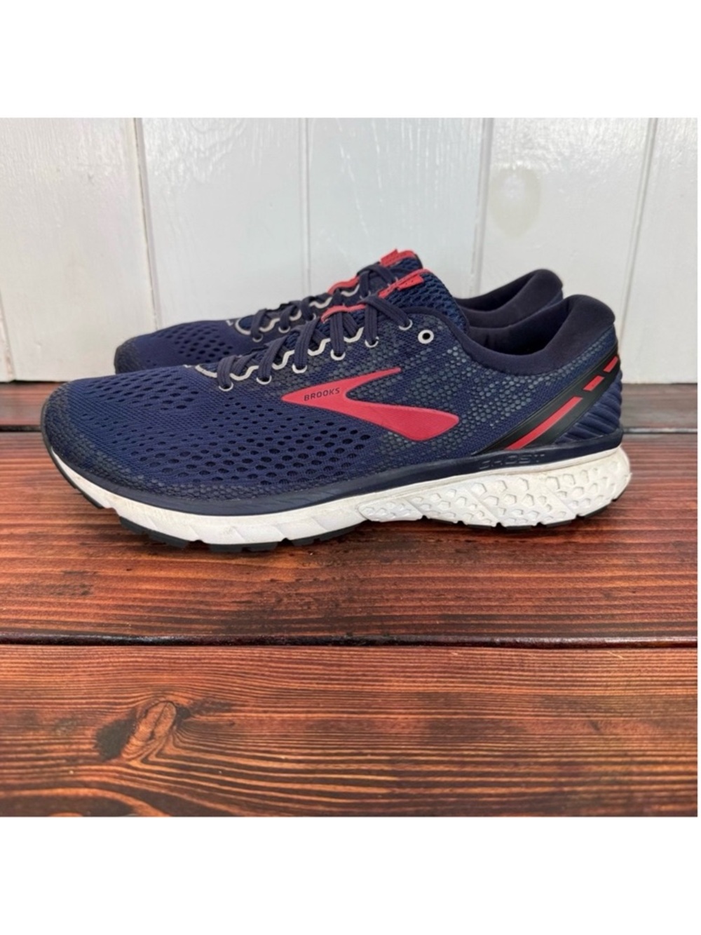 Brooks Ghost 11 Running Shoes Navy Red Men’s 11.5 (D)